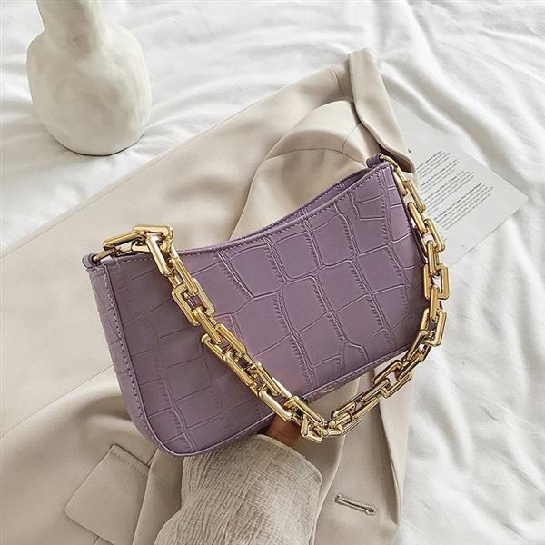 Grote foto pu lederen okseltas voor dames handtas met effen kleurketting in steenpatroon sieraden tassen en uiterlijk damestassen