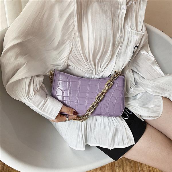Grote foto pu lederen okseltas voor dames handtas met effen kleurketting in steenpatroon sieraden tassen en uiterlijk damestassen