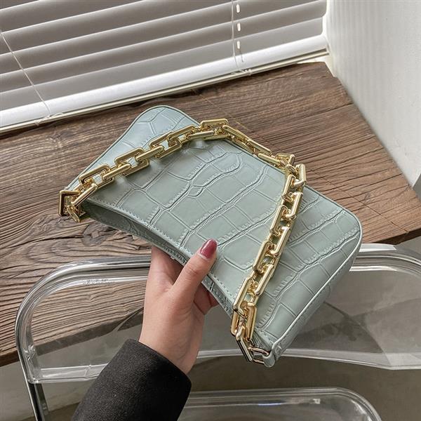 Grote foto pu lederen okseltas voor dames handtas met effen kleurketting in steenpatroon sieraden tassen en uiterlijk damestassen