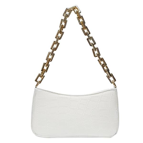 Grote foto pu lederen okseltas voor dames handtas met effen kleurketting in steenpatroon sieraden tassen en uiterlijk damestassen