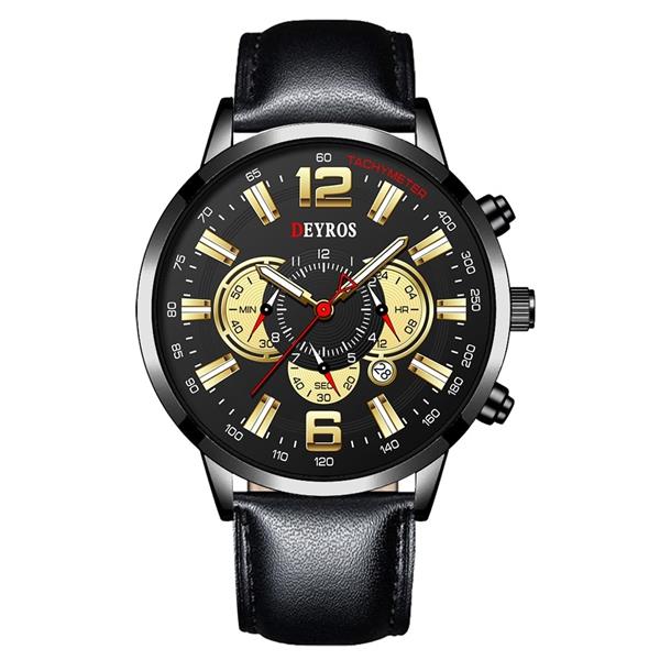 Grote foto roestvrijstalen sporthorloge voor heren quartz horloge kalender lichtgevende klok leer kleding dames horloges