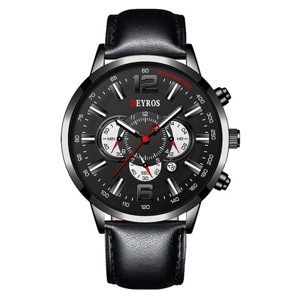 Grote foto roestvrijstalen sporthorloge voor heren quartz horloge kalender lichtgevende klok leer kleding dames horloges