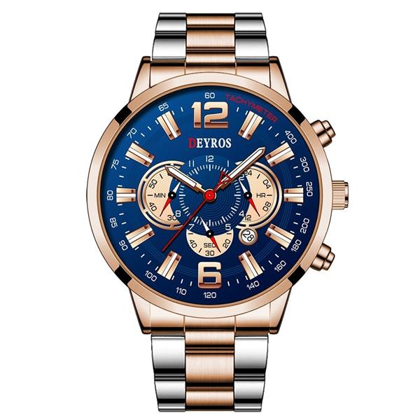 Grote foto roestvrijstalen sporthorloge voor heren quartz horloge kalender lichtgevende klok leer kleding dames horloges