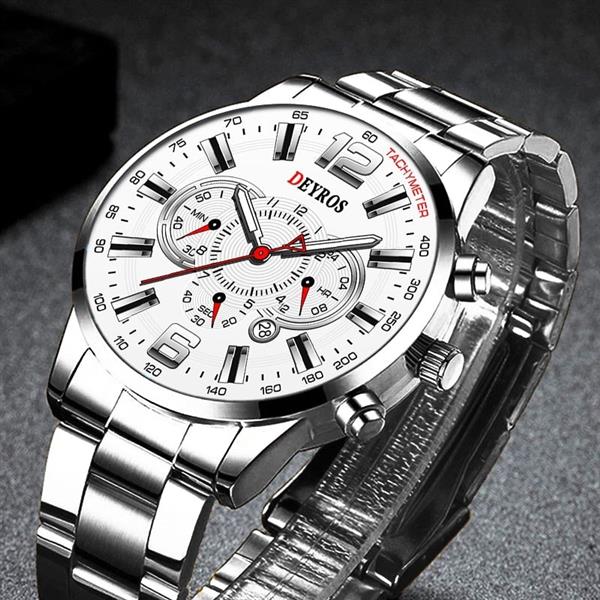 Grote foto roestvrijstalen sporthorloge voor heren quartz horloge kalender lichtgevende klok leer kleding dames horloges