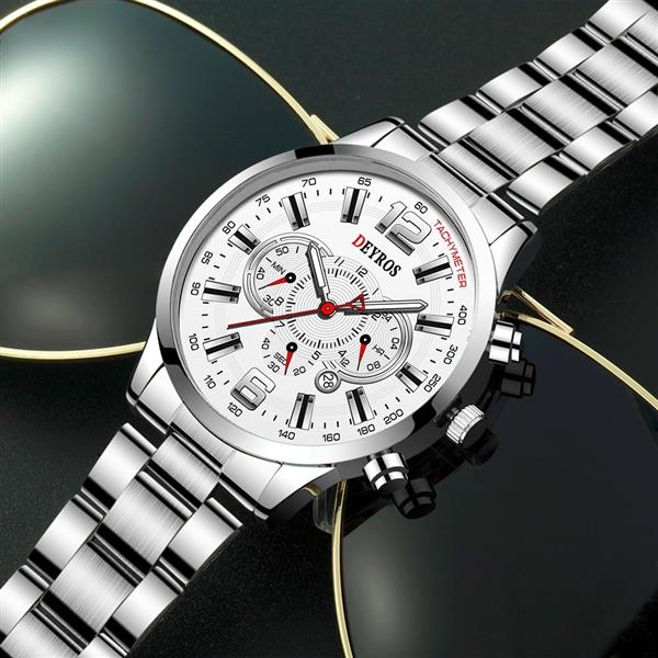 Grote foto roestvrijstalen sporthorloge voor heren quartz horloge kalender lichtgevende klok leer kleding dames horloges