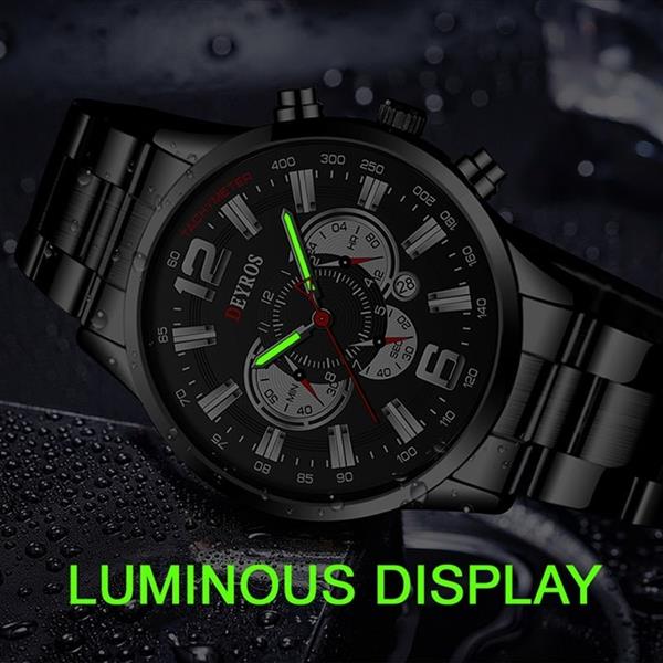 Grote foto roestvrijstalen sporthorloge voor heren quartz horloge kalender lichtgevende klok leer kleding dames horloges