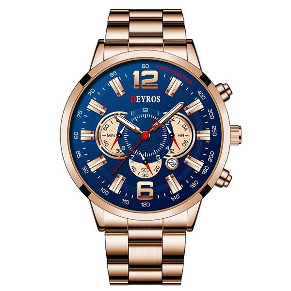Grote foto roestvrijstalen sporthorloge voor heren quartz horloge kalender lichtgevende klok leer kleding dames horloges