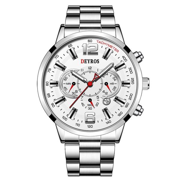 Grote foto roestvrijstalen sporthorloge voor heren quartz horloge kalender lichtgevende klok leer kleding dames horloges