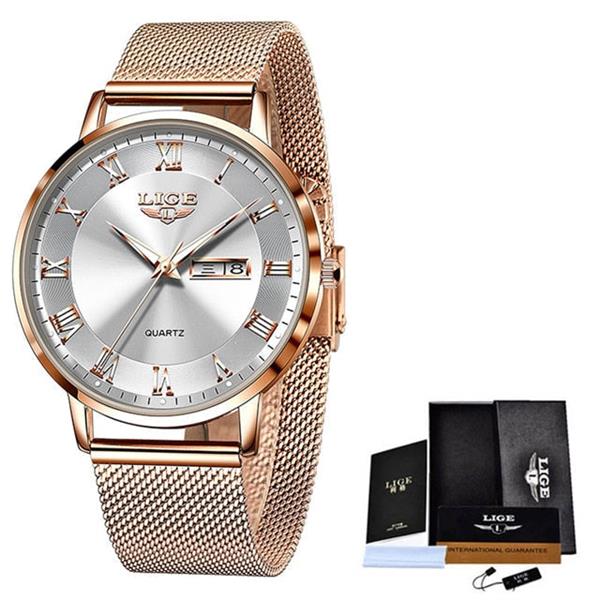 Grote foto ultradun luxe horloge voor dames quartz kalenderklok roestvrij staal waterdicht horloge kleding dames horloges