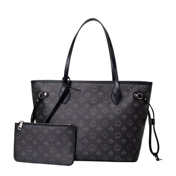 Grote foto card suits print shopping tote bag met pouch schouder handtas grote capaciteit voor dames sieraden tassen en uiterlijk damestassen