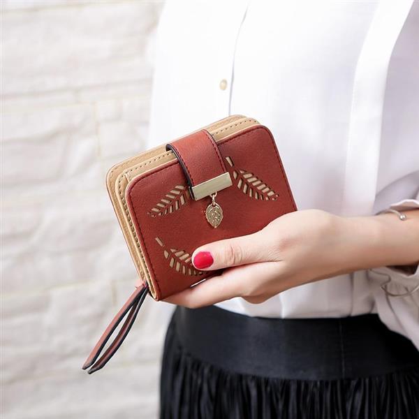 Grote foto mode bladeren patroon portemonnee voor dames pouch handtas pu lederen portemonnee munten kaarthoud kleding dames sieraden