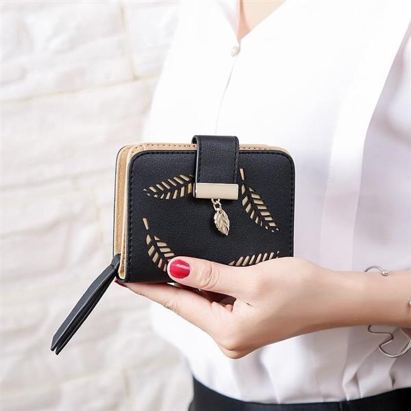 Grote foto mode bladeren patroon portemonnee voor dames pouch handtas pu lederen portemonnee munten kaarthoud kleding dames sieraden