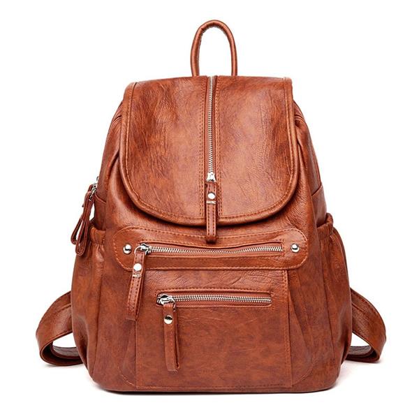 Grote foto vintage pu leren rugzak voor dames schoudertas voor reisschool mochilas met rits sieraden tassen en uiterlijk rugtassen