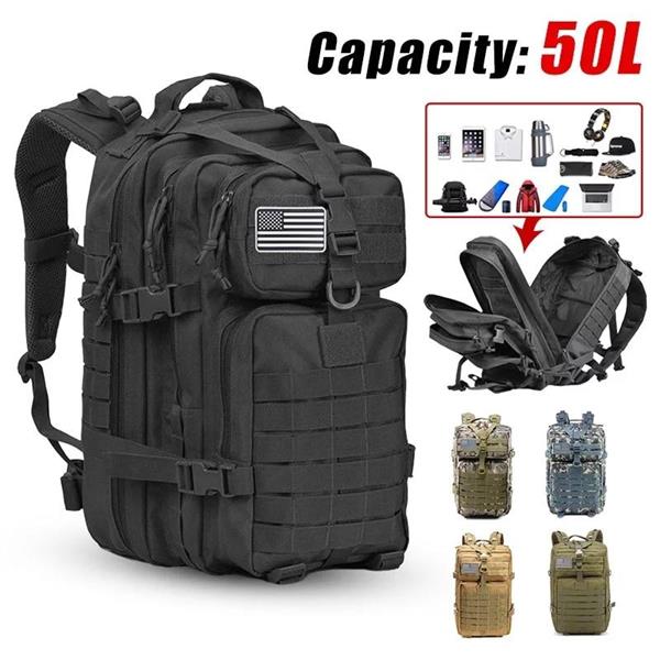 Grote foto 50l militaire tactische rugzak voor heren grote capaciteit waterdichte softback outdoor rugzak wan sieraden tassen en uiterlijk rugtassen