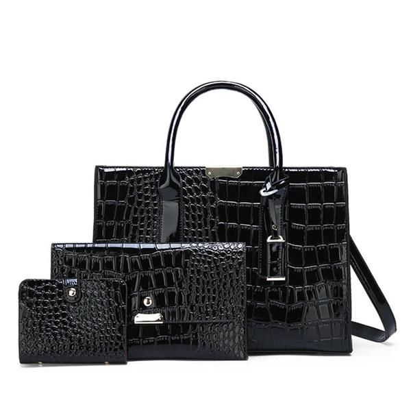 Grote foto grote draagtas lakleer crossbody schoudertas met steenprint voor dames sieraden tassen en uiterlijk damestassen