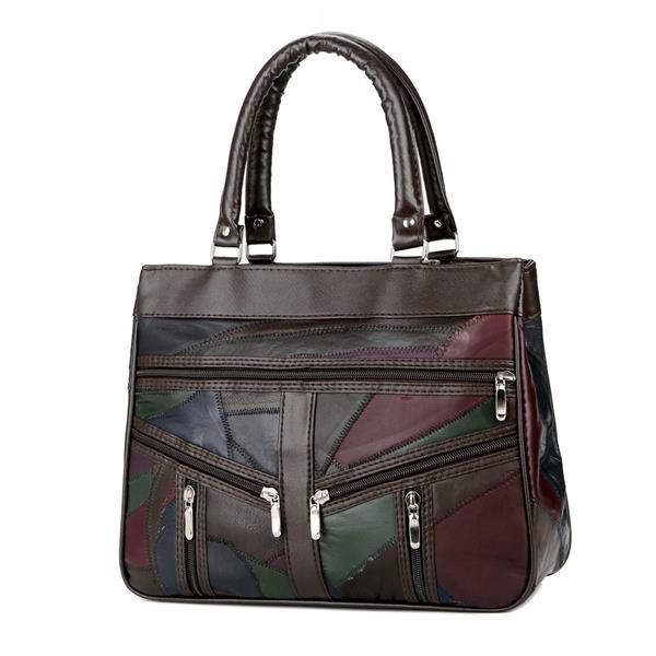 Grote foto leren handtas met handvat voor dames designer schoudertas met patchwork crossbody sieraden tassen en uiterlijk damestassen