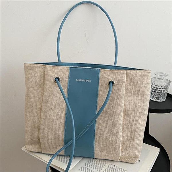 Grote foto contrasterende canvas draagtas voor dames metal hasp underarm shopping travel strandhandtas sieraden tassen en uiterlijk damestassen