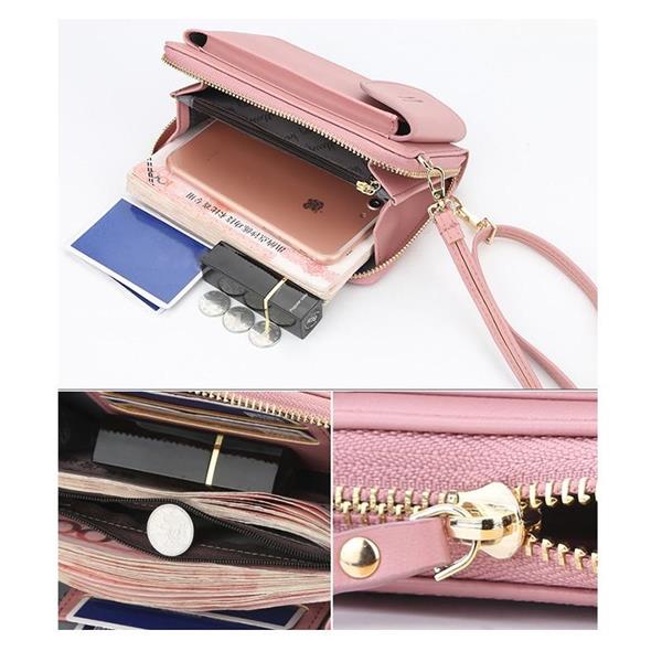 Grote foto multifunctionele portemonnee voor dames pu lederen mobiele telefoon portemonnee tas kaart paspoort kleding dames sieraden