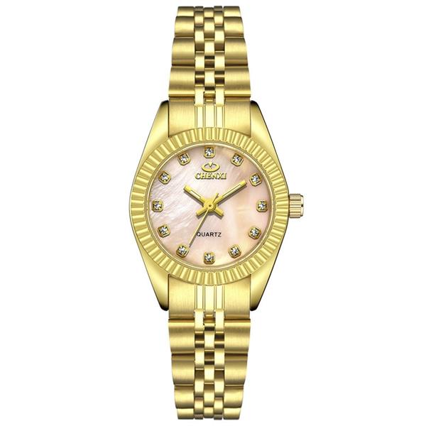 Grote foto luxe gouden horloge voor dames strass quartz horloge waterdicht polshorloge kleding dames horloges