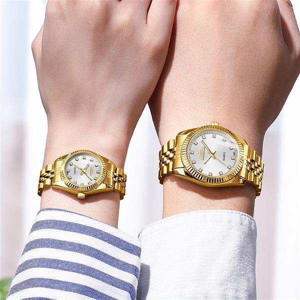 Grote foto luxe gouden horloge voor dames strass quartz horloge waterdicht polshorloge kleding dames horloges