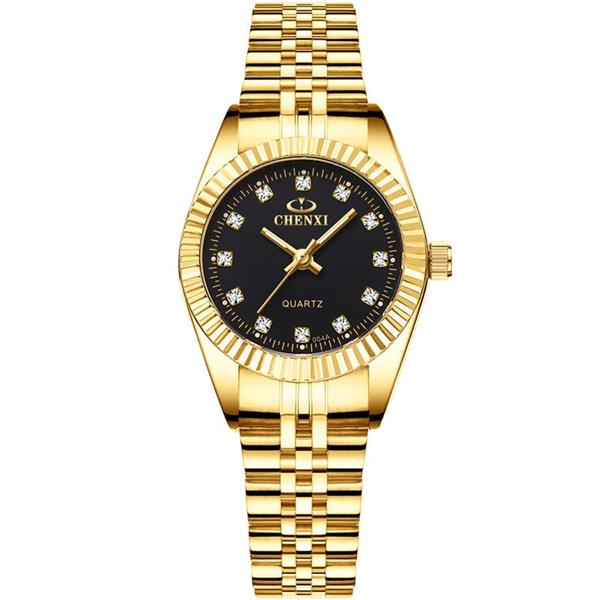 Grote foto luxe gouden horloge voor dames strass quartz horloge waterdicht polshorloge kleding dames horloges