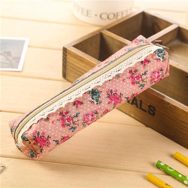Grote foto kleine retro bloem etui bloemenkant schoolbenodigdheden tas make up tasje voor meisjes vrouwen verzamelen overige verzamelingen