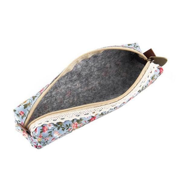 Grote foto kleine retro bloem etui bloemenkant schoolbenodigdheden tas make up tasje voor meisjes vrouwen verzamelen overige verzamelingen