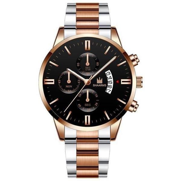 Grote foto luxe zakelijk horloge voor heren quartz roestvrijstalen band datumkalender met 3 subdials kleding dames horloges