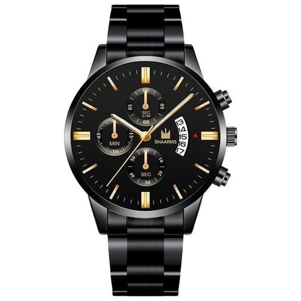 Grote foto luxe zakelijk horloge voor heren quartz roestvrijstalen band datumkalender met 3 subdials kleding dames horloges