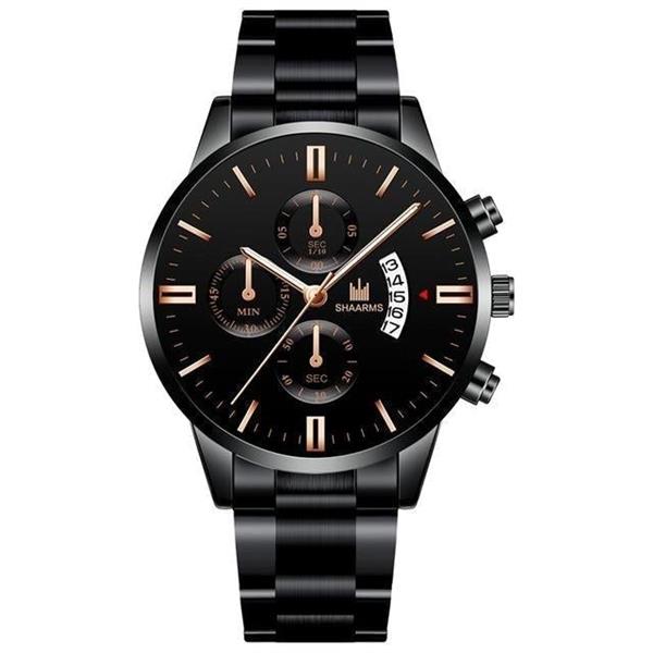 Grote foto luxe zakelijk horloge voor heren quartz roestvrijstalen band datumkalender met 3 subdials kleding dames horloges