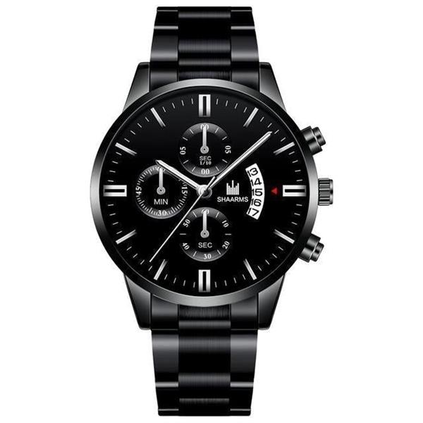 Grote foto luxe zakelijk horloge voor heren quartz roestvrijstalen band datumkalender met 3 subdials kleding dames horloges