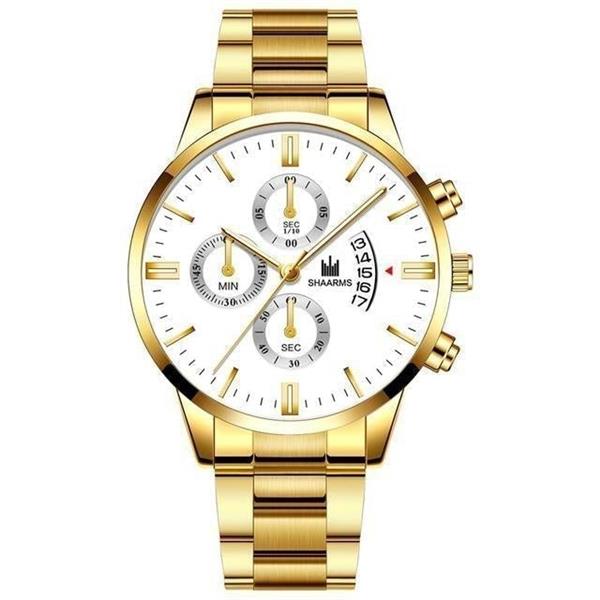 Grote foto luxe zakelijk horloge voor heren quartz roestvrijstalen band datumkalender met 3 subdials kleding dames horloges