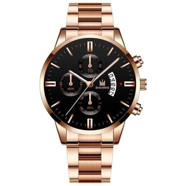 Grote foto luxe zakelijk horloge voor heren quartz roestvrijstalen band datumkalender met 3 subdials kleding dames horloges