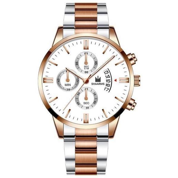 Grote foto luxe zakelijk horloge voor heren quartz roestvrijstalen band datumkalender met 3 subdials kleding dames horloges