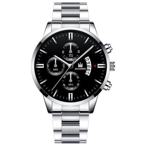 Grote foto luxe zakelijk horloge voor heren quartz roestvrijstalen band datumkalender met 3 subdials kleding dames horloges