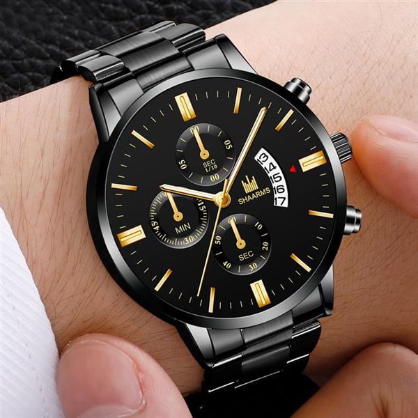 Grote foto luxe zakelijk horloge voor heren quartz roestvrijstalen band datumkalender met 3 subdials kleding dames horloges
