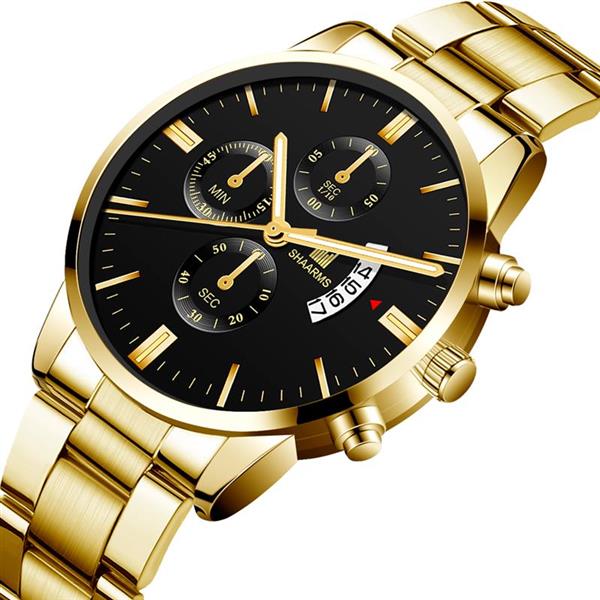 Grote foto luxe zakelijk horloge voor heren quartz roestvrijstalen band datumkalender met 3 subdials kleding dames horloges