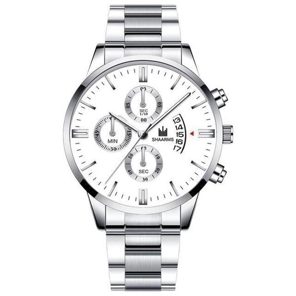 Grote foto luxe zakelijk horloge voor heren quartz roestvrijstalen band datumkalender met 3 subdials kleding dames horloges
