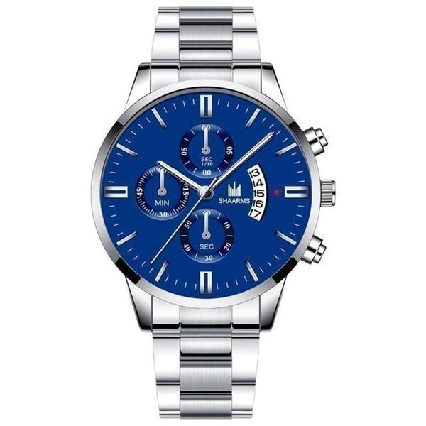 Grote foto luxe zakelijk horloge voor heren quartz roestvrijstalen band datumkalender met 3 subdials kleding dames horloges