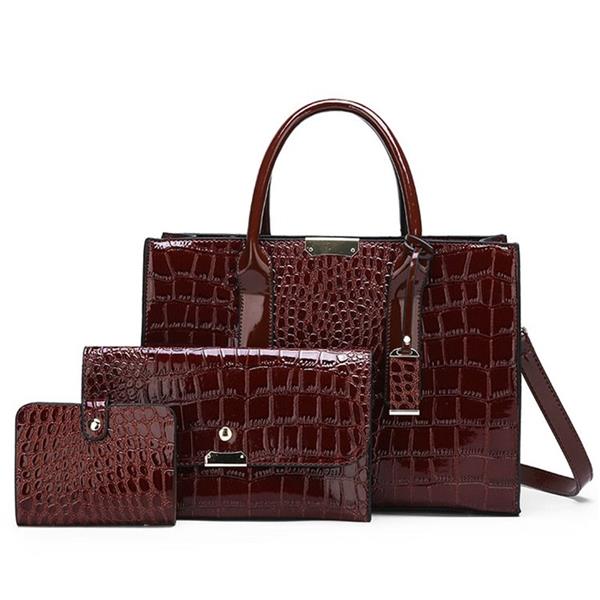 Grote foto grote draagtas portemonnee set steen print lakleer crossbody schouder handtas voor dames sieraden tassen en uiterlijk damestassen