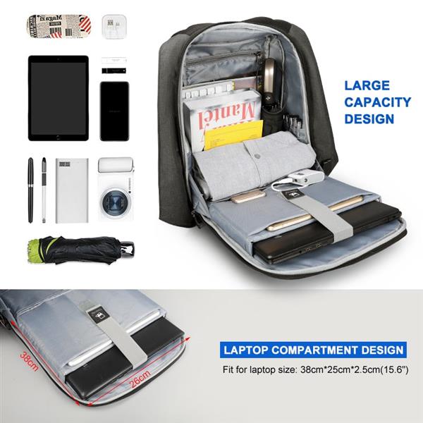 Grote foto 20l anti diefstal rugzak met usb oplader 15 6 inch schoollaptop waterafstotende tas sieraden tassen en uiterlijk rugtassen