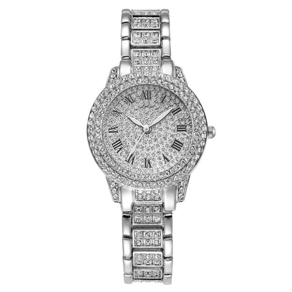 Grote foto diamanten horloge met armband voor dames luxe strass quartz horloge kleding dames horloges