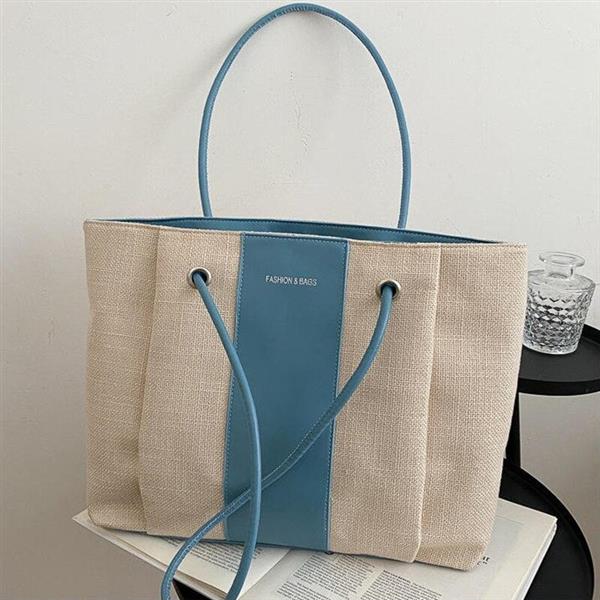 Grote foto contrasterende canvas draagtas voor dames metal hasp underarm shopping travel strandhandtas sieraden tassen en uiterlijk damestassen