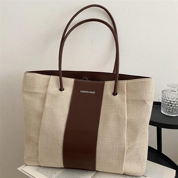 Grote foto contrasterende canvas draagtas voor dames metal hasp underarm shopping travel strandhandtas sieraden tassen en uiterlijk damestassen
