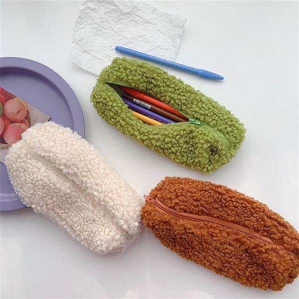 Grote foto lamswol etui pennenzakje pluche kawaii rits tas cosmetische organisator school kantoor verzamelen overige verzamelingen
