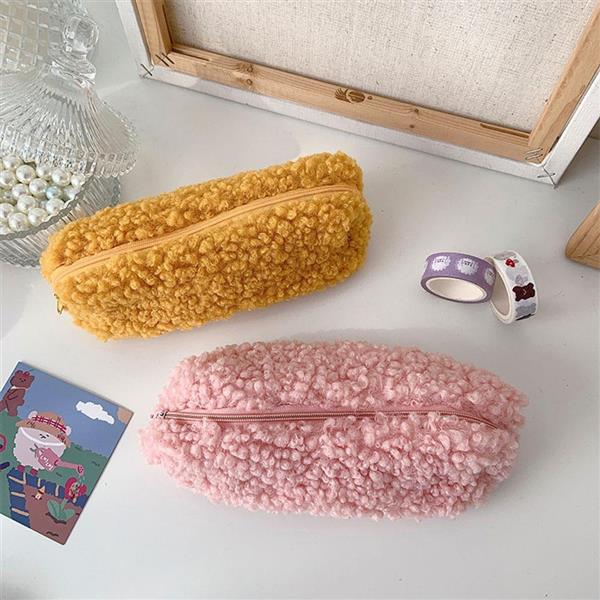 Grote foto lamswol etui pennenzakje pluche kawaii rits tas cosmetische organisator school kantoor verzamelen overige verzamelingen