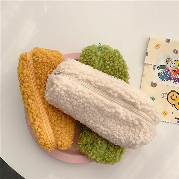 Grote foto lamswol etui pennenzakje pluche kawaii rits tas cosmetische organisator school kantoor verzamelen overige verzamelingen