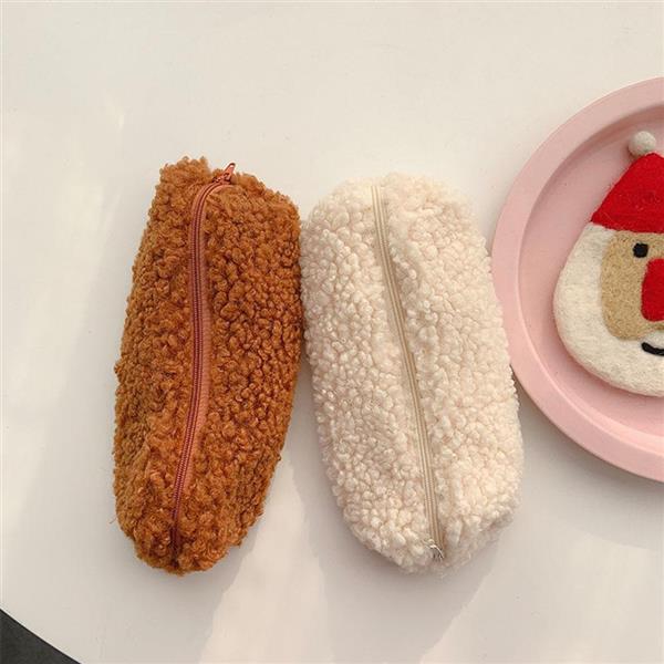 Grote foto lamswol etui pennenzakje pluche kawaii rits tas cosmetische organisator school kantoor verzamelen overige verzamelingen