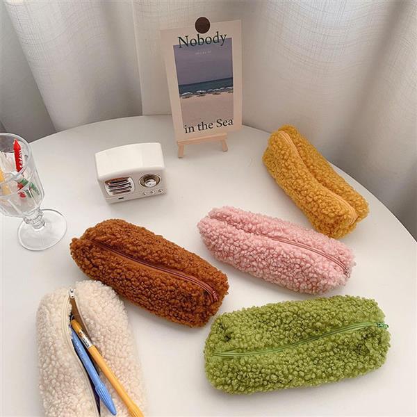Grote foto lamswol etui pennenzakje pluche kawaii rits tas cosmetische organisator school kantoor verzamelen overige verzamelingen