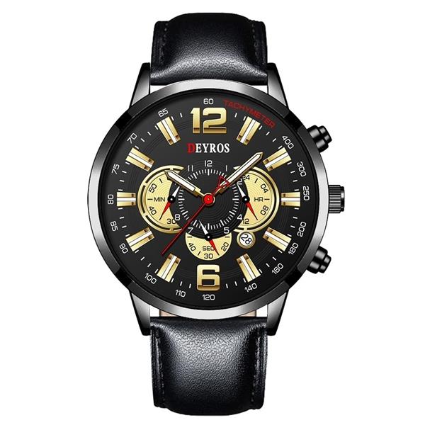 Grote foto roestvrijstalen sporthorloge voor heren quartz horloge kalender lichtgevende klok leer kleding dames horloges